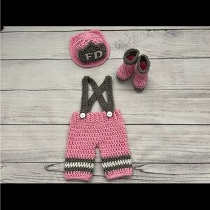 Adorable Pink and Gray Kids Crochet Outfit